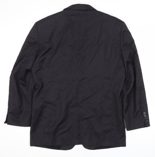 Pronto Uomo Men's Black Wool Blazer Size 40 Short