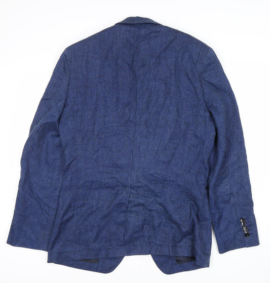 Hugo Boss Men's Blue Tweed Blazer Size UK 40R