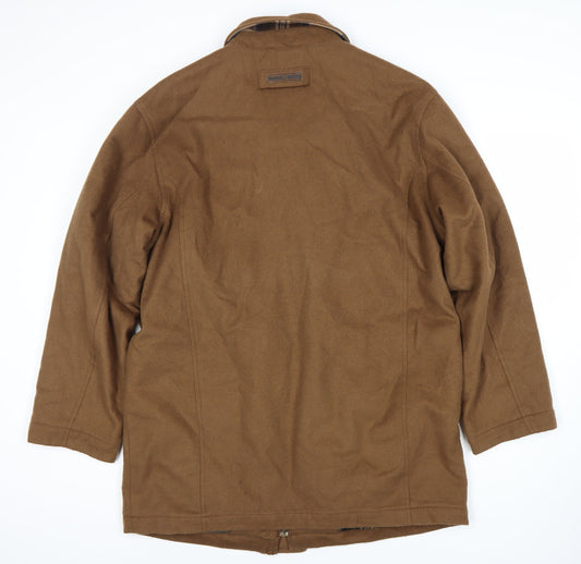 Thermore Men's Brown Regular Fit Mid-Length Overcoat