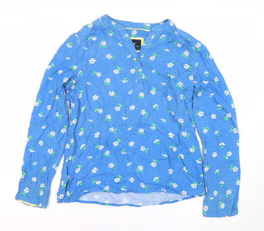 Crew Clothing Co Women's Blue Floral Long Sleeve Top, Size 10