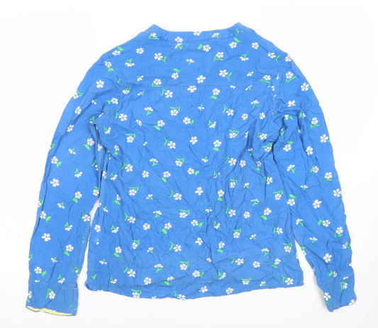 Crew Clothing Co Women's Blue Floral Long Sleeve Top, Size 10
