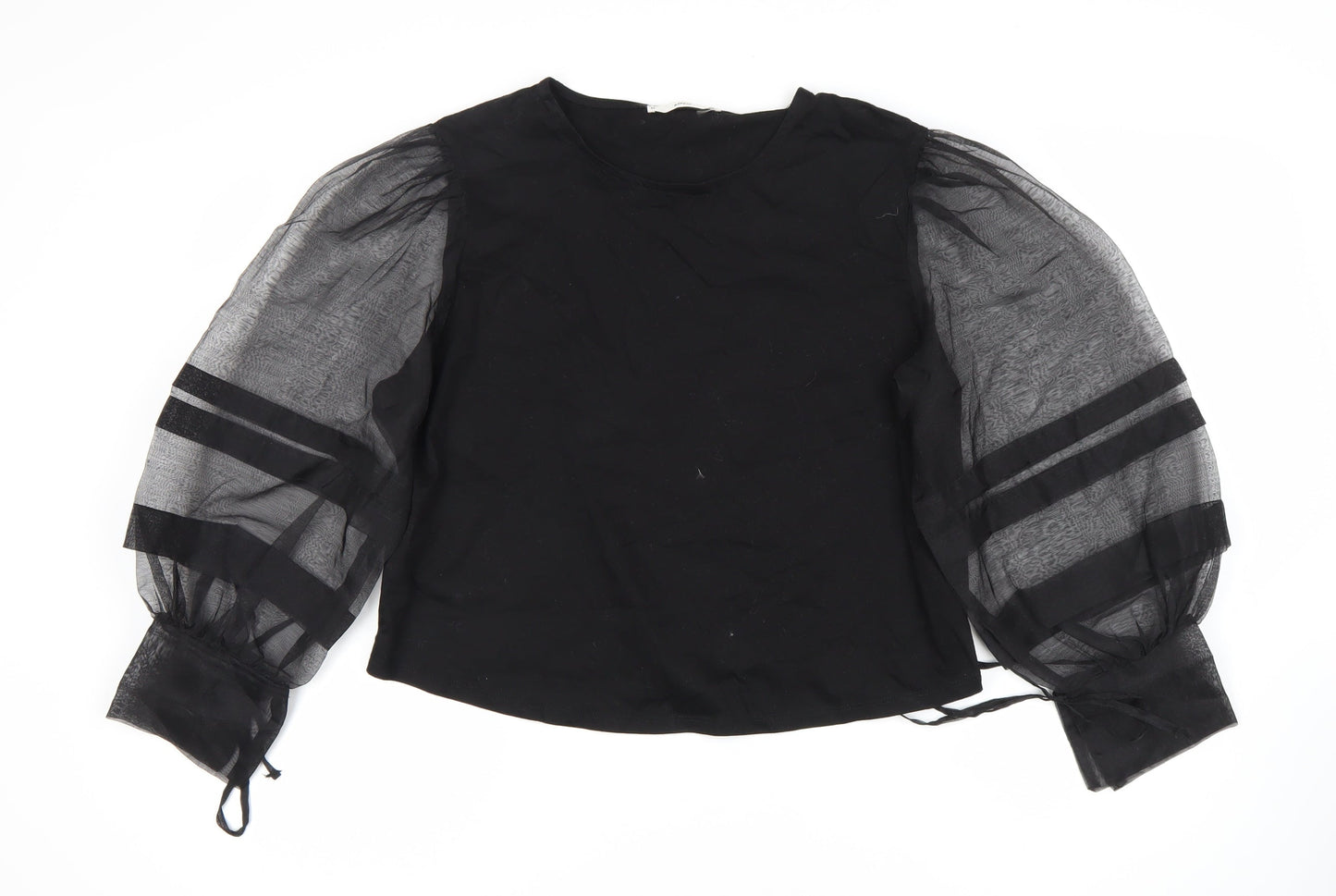 MNG Women's Black Balloon Sleeve Blouse Size 12