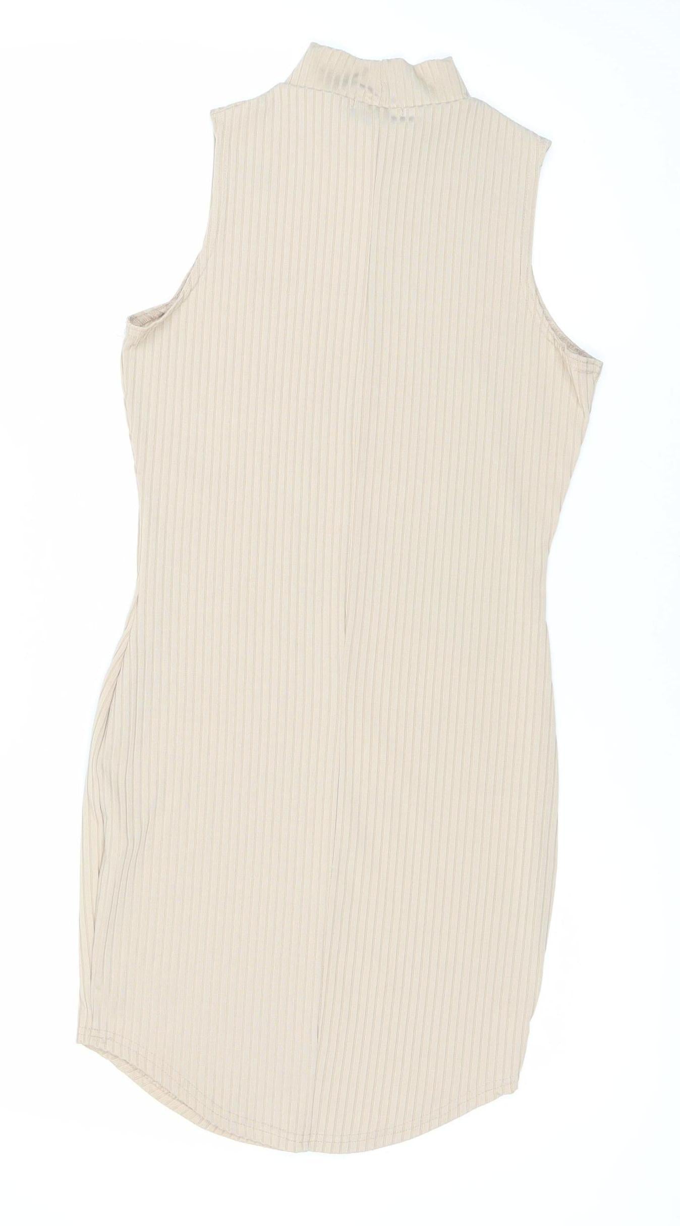 Pilot Beige Women's Dress Size 10 Striped Sleeveless