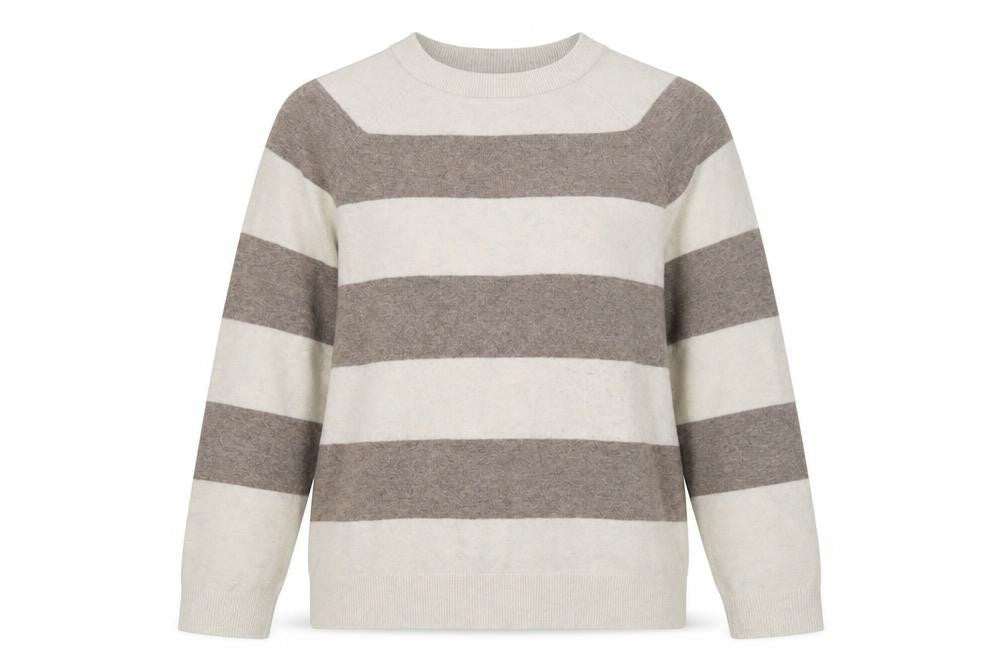 Marks and Spencer Women's Beige Striped Pullover - M