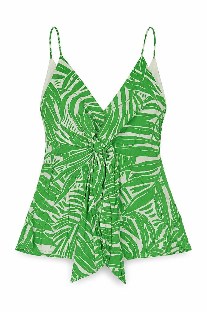 MNG Women's Green Tropical Camisole Blouse Size 8