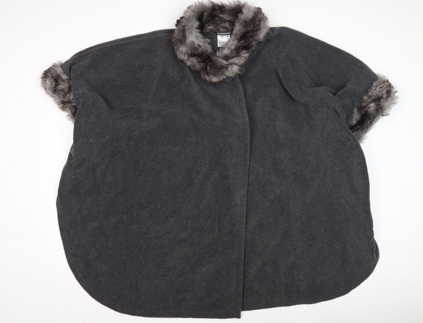 Bonmarche Women's Grey Faux Fur Trim Cape, S/M