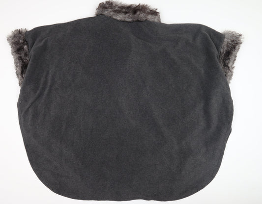 Bonmarche Women's Grey Faux Fur Trim Cape, S/M