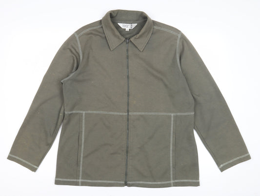 Tigi Women's Green Cardigan, 4XL, Full Zip, Casual