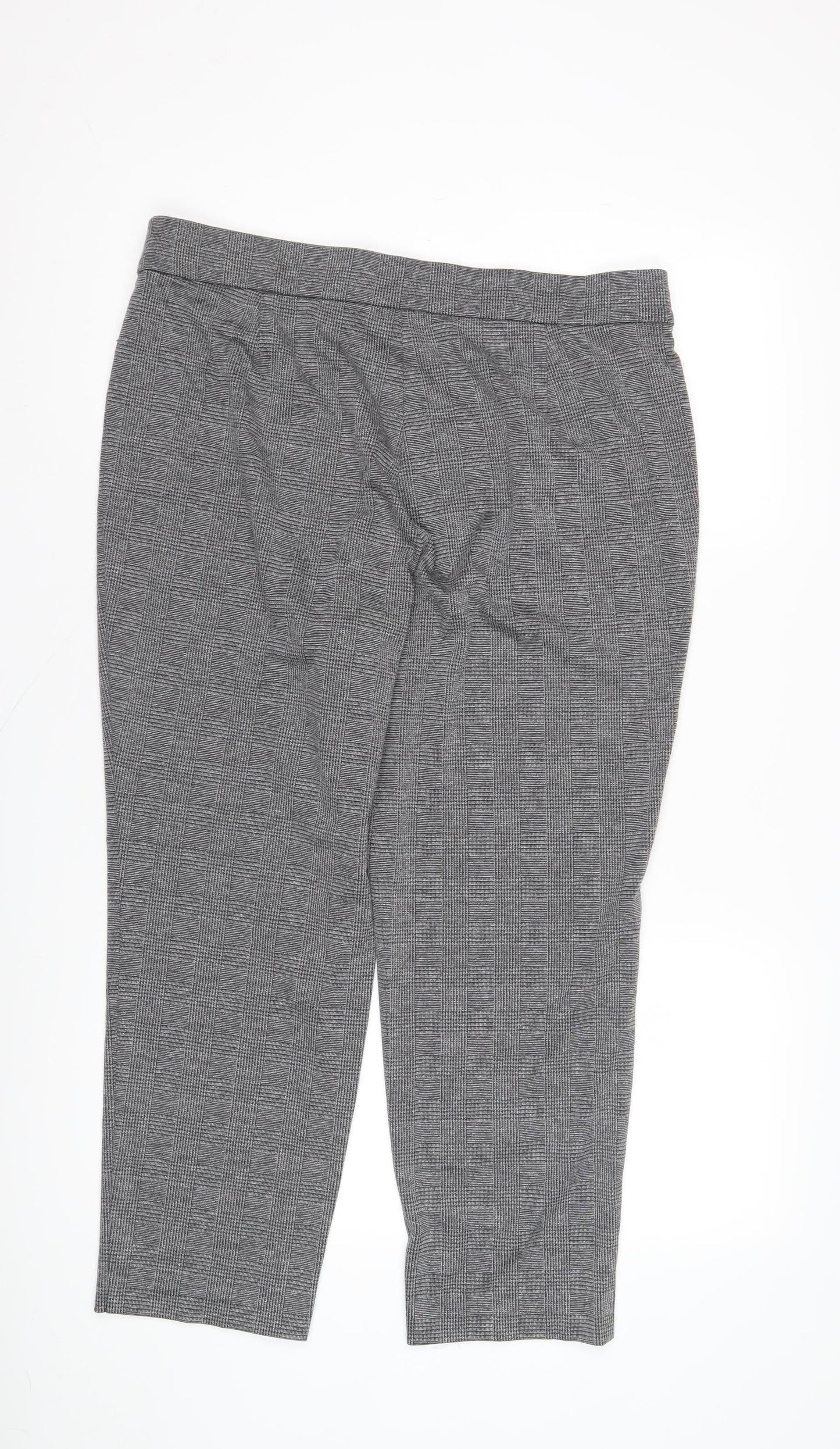 Marks & Spencer Women Grey Checked Cropped Trousers