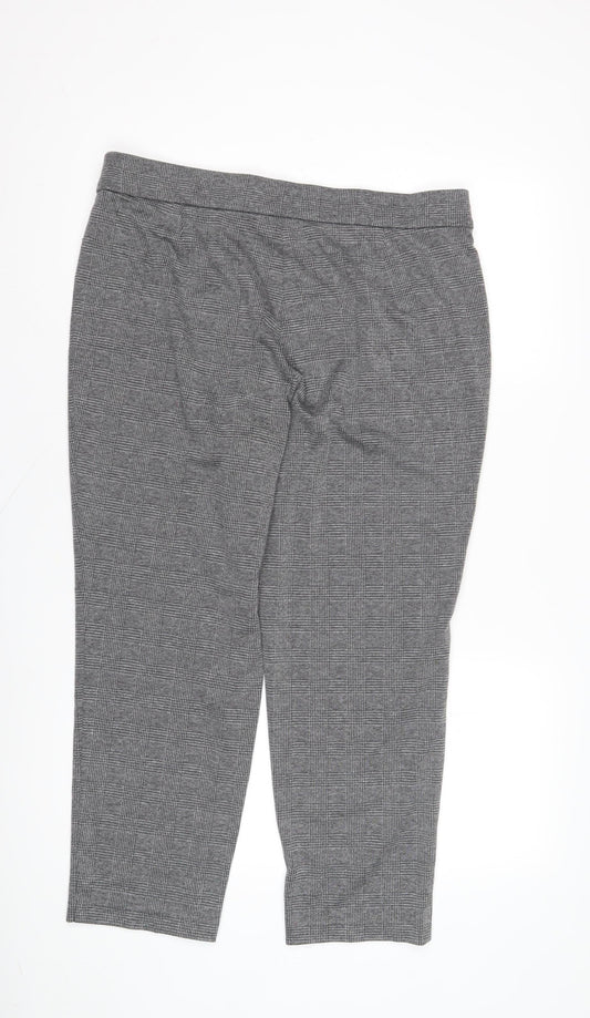 Marks & Spencer Women Grey Checked Cropped Trousers