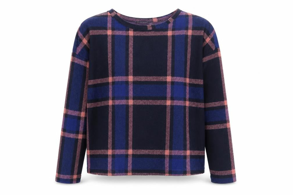 Marks and Spencer Women's Size 10 Blue Check Long Sleeve Top