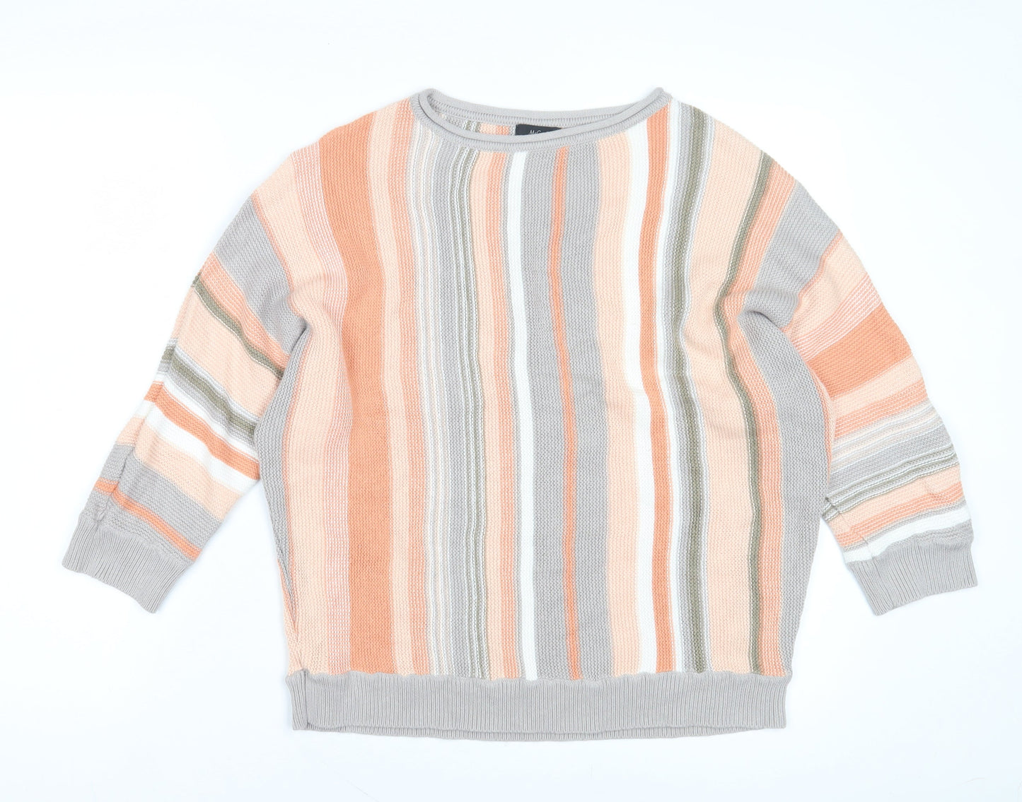 M&Co Women's Multicoloured Striped Cotton Jumper, Size 14