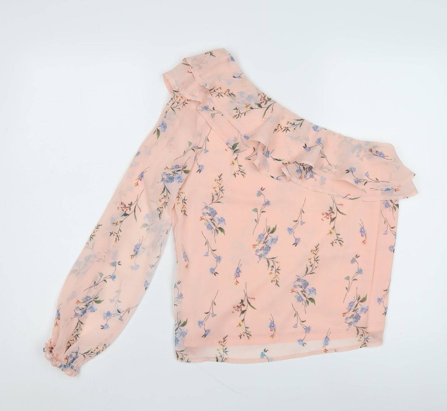Lipsy Women's Pink Floral One-Shoulder Blouse