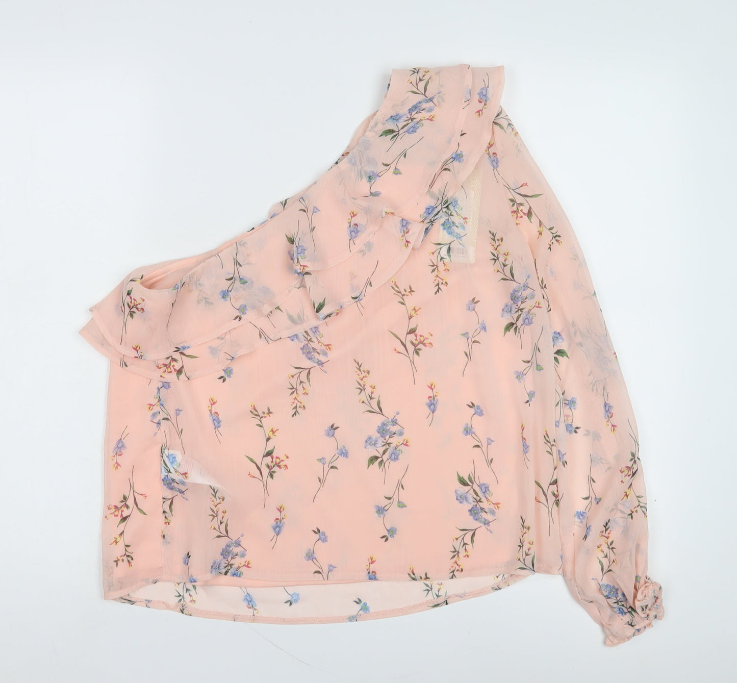 Lipsy Women's Pink Floral One-Shoulder Blouse