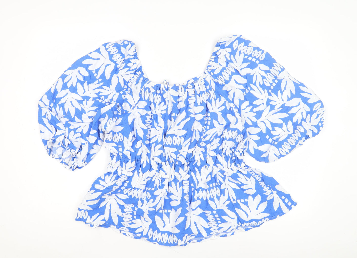 Marks and Spencer Women's Blue Floral Blouse Size 10