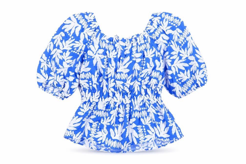 Marks and Spencer Women's Blue Floral Blouse Size 10