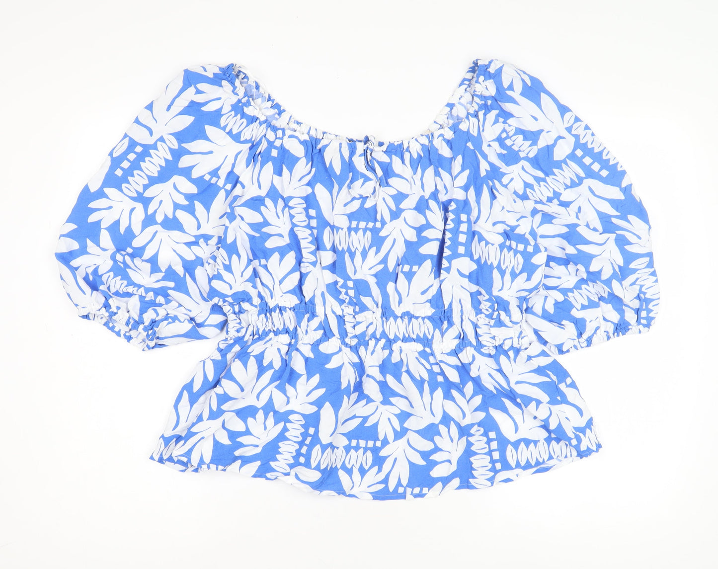 Marks and Spencer Women's Blue Floral Blouse Size 10