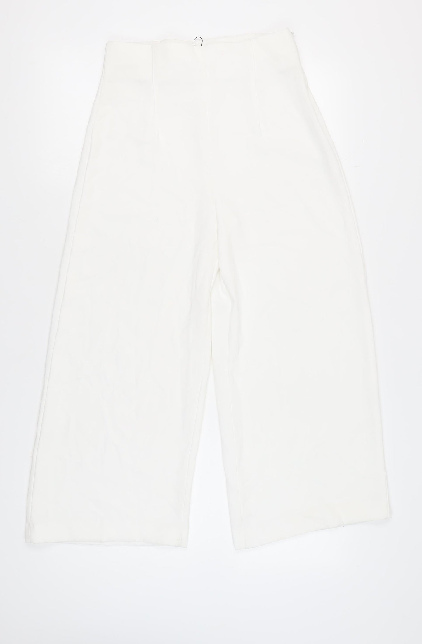 Zara Women's White Wide-Leg Trousers, Size M