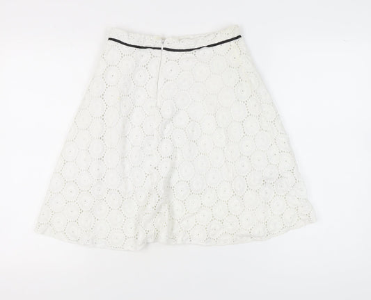Topshop Women's White A-Line Lace Skirt, Size 10