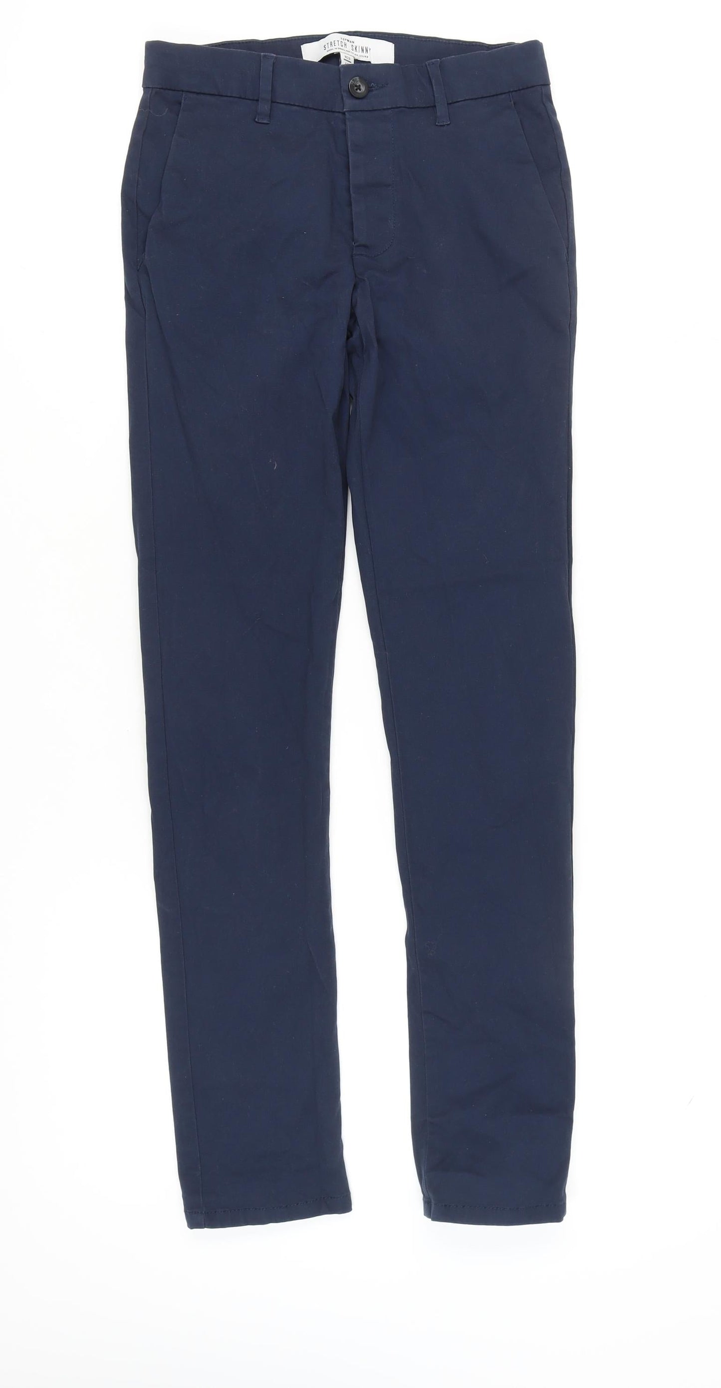 Topman Unisex Blue Skinny Trousers Size 16
