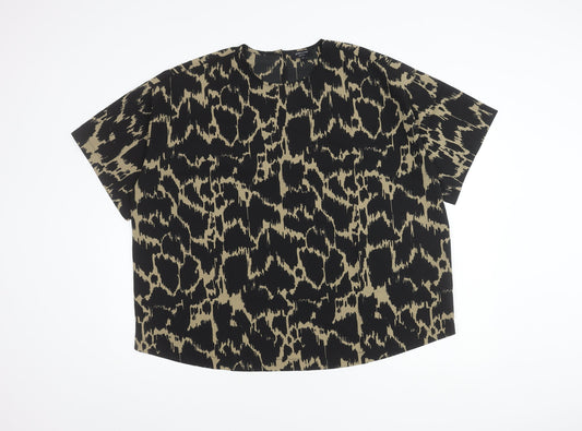 JD Williams Women's Black Animal Print Top, Size 20