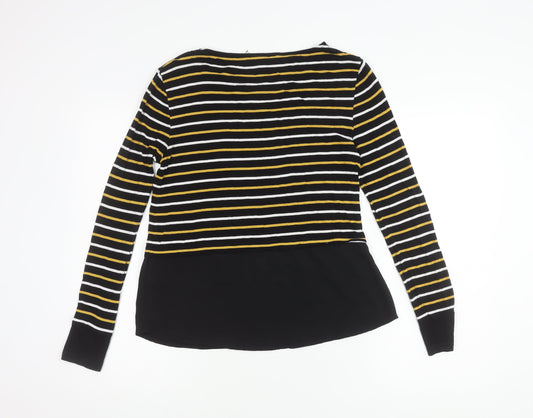 Warehouse Women's Black Striped Top Size 10