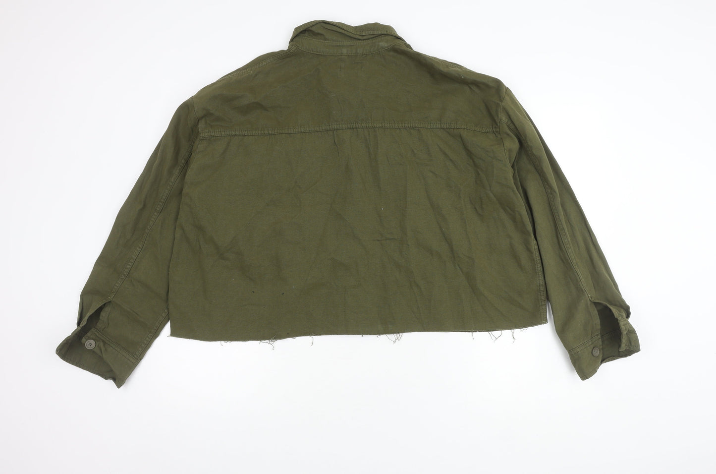 Topshop Women's Green Cropped Cotton Jacket Size 14