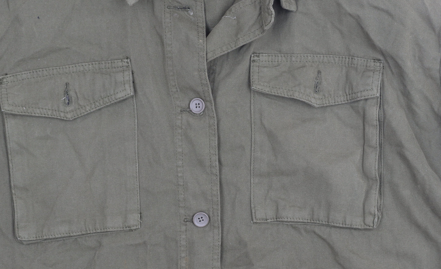 Topshop Women's Green Cropped Cotton Jacket Size 14