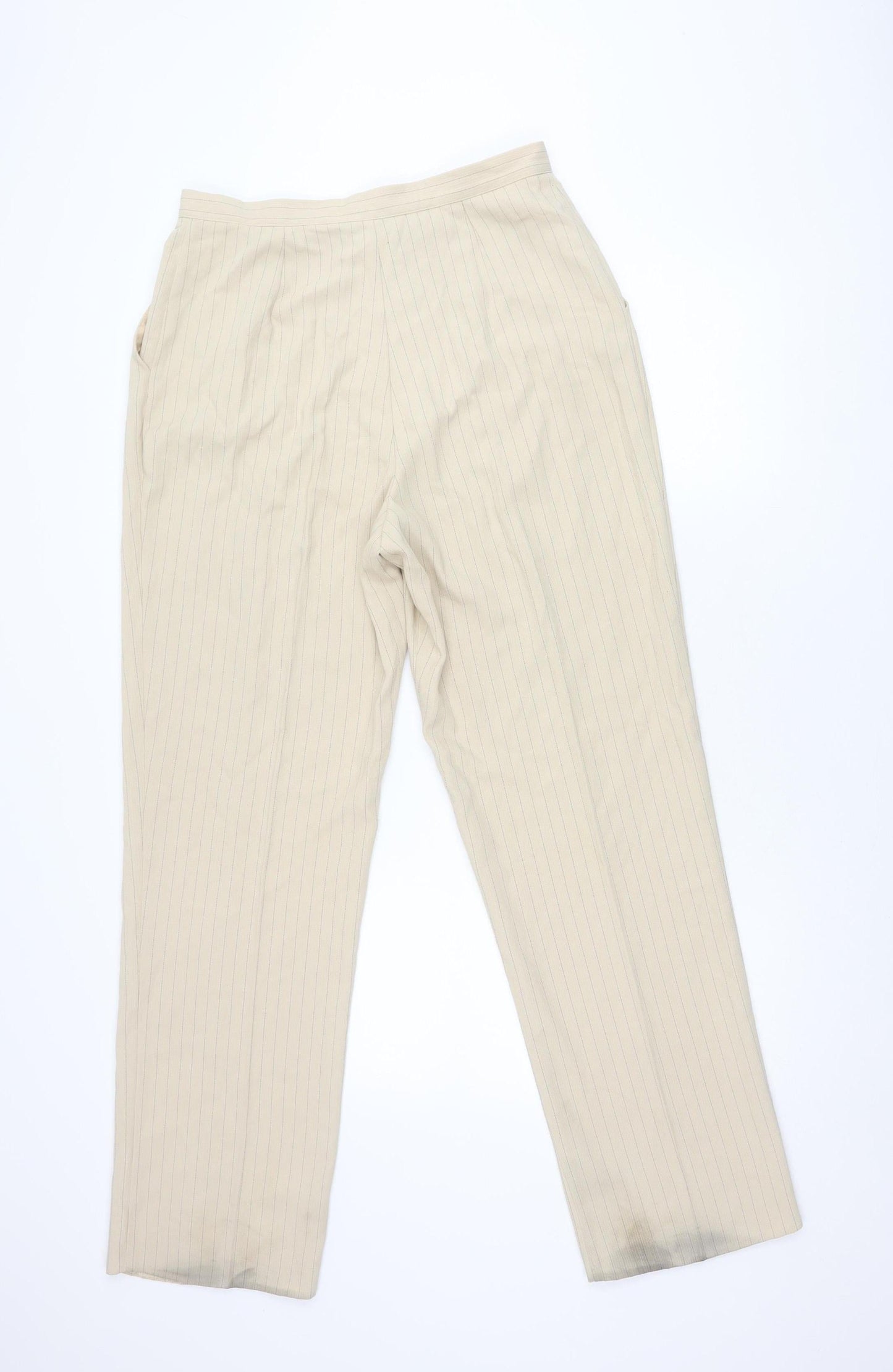 Klass Unisex Beige Striped Trousers Size 16