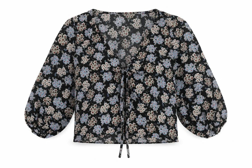 Urban Outfitters Women's Black Floral Blouse