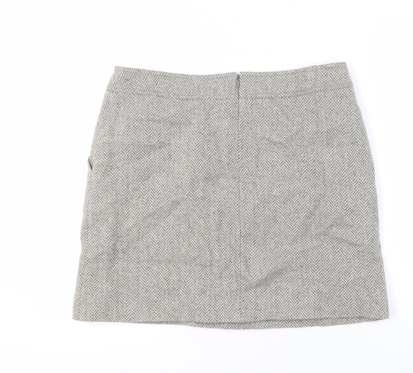 Jigsaw Women's Grey Herringbone Wool Skirt, Size 12