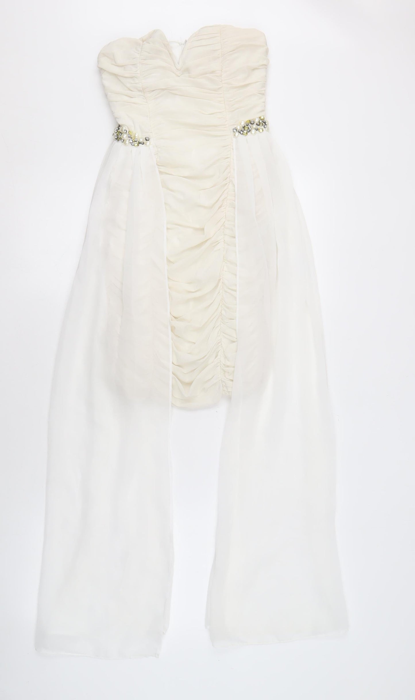 Quiz Women's Ivory Sheath Dress Size 8 Strapless