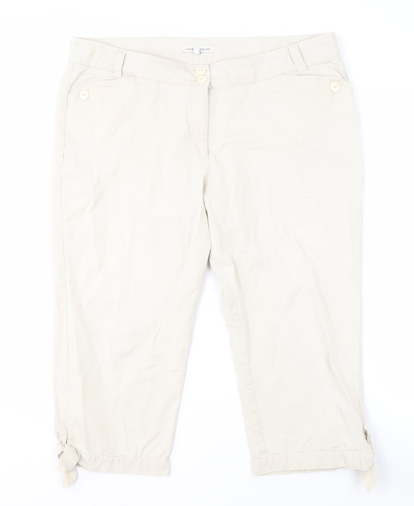 Laura Ashley Womens Beige Capri Trousers Size 18