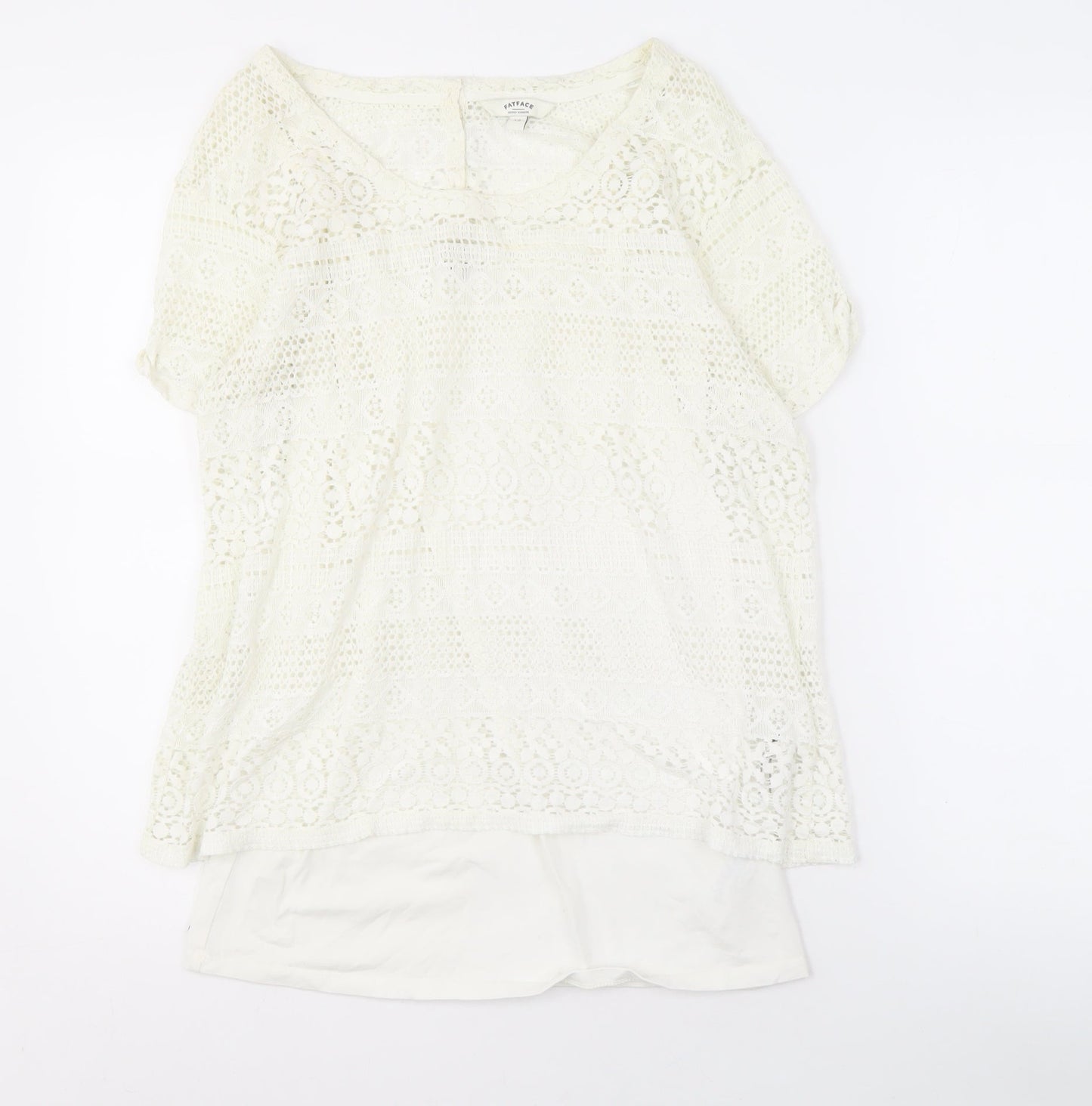 FatFace Women's Ivory Lace Blouse, Size 12, Casual Summer Style