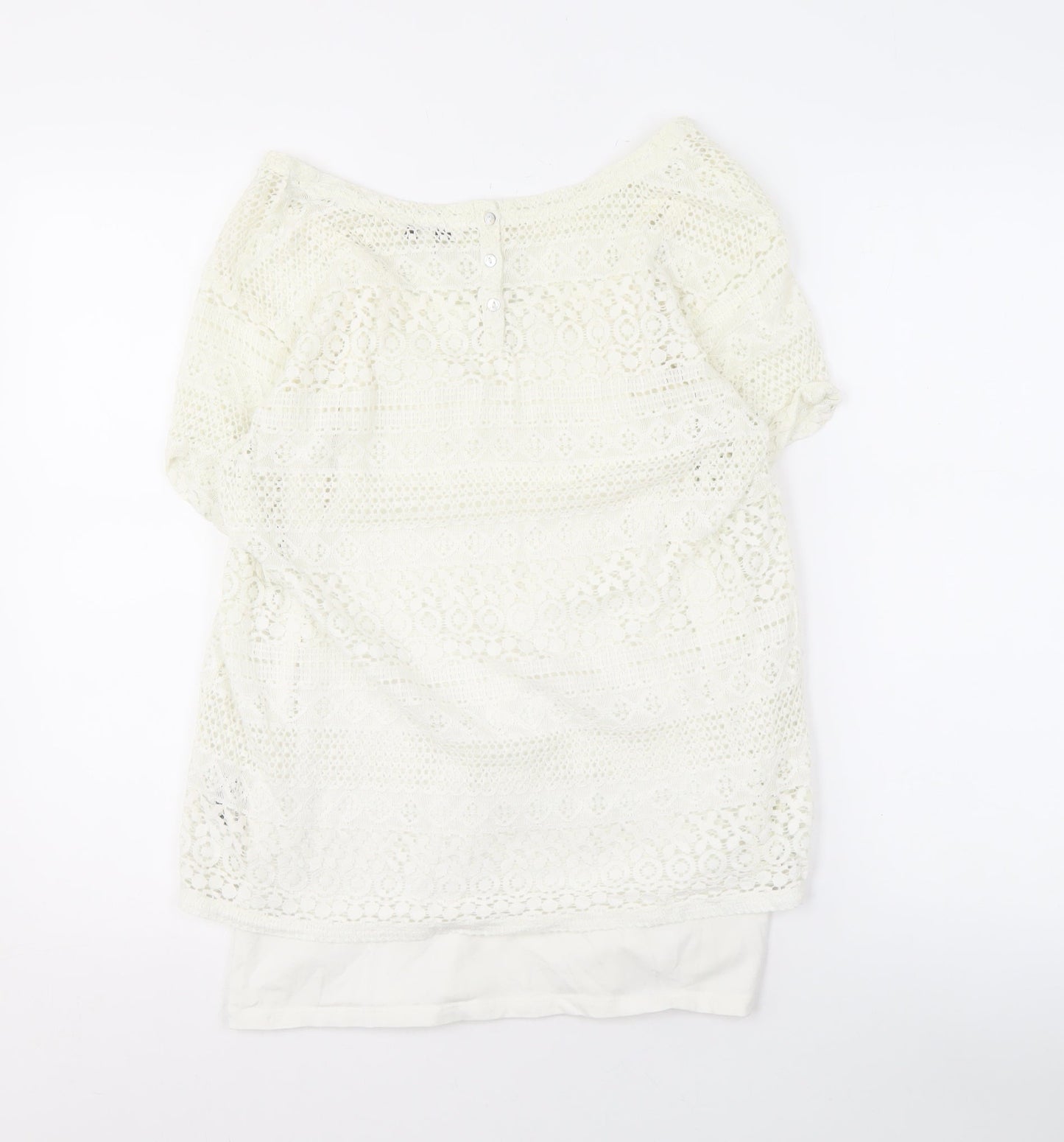 FatFace Women's Ivory Lace Blouse, Size 12, Casual Summer Style