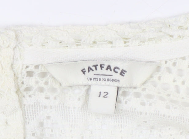 FatFace Women's Ivory Lace Blouse, Size 12, Casual Summer Style