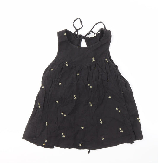 Fat Face Black Embroidered Sleeveless Blouse, Size 16