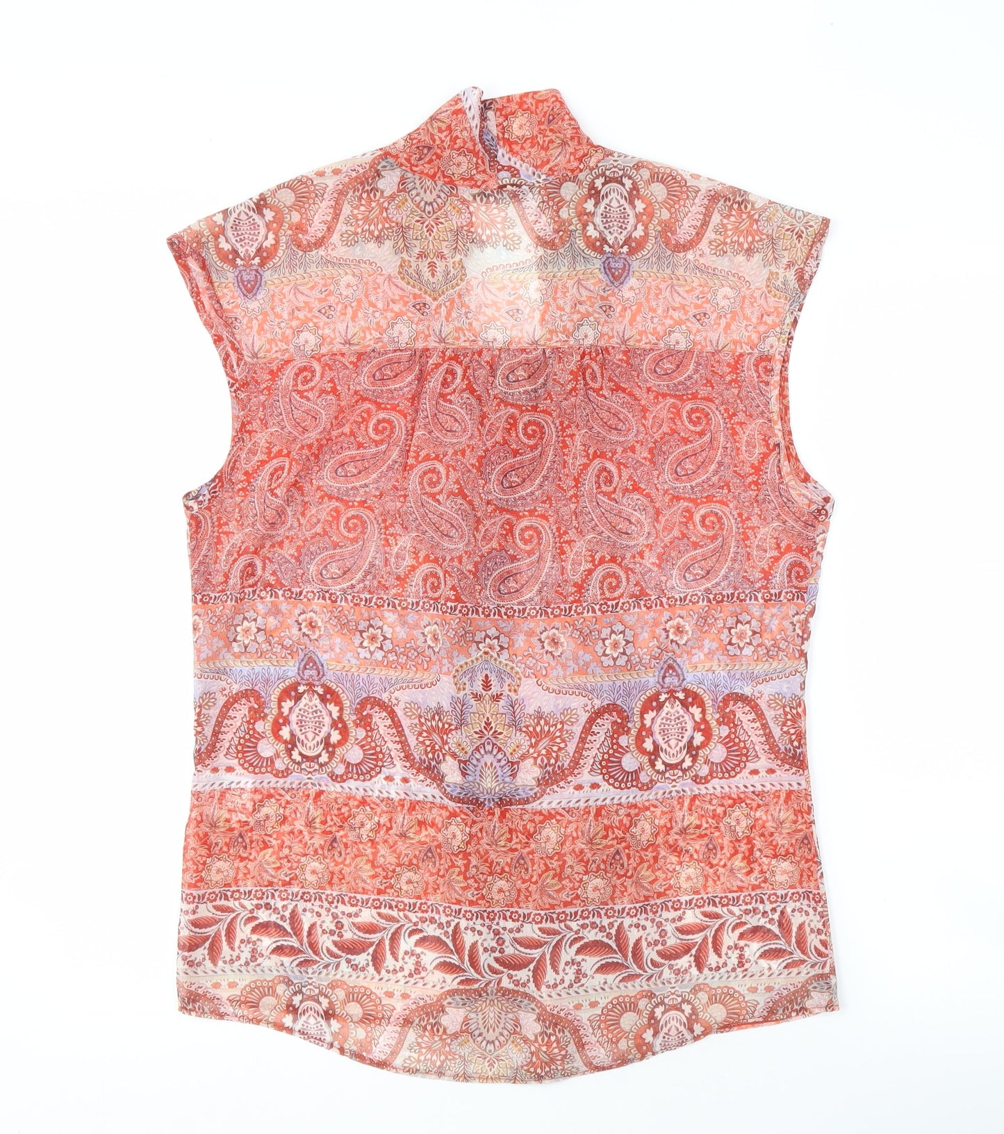 Roman Women's Red Paisley Blouse Size 12 Sleeveless