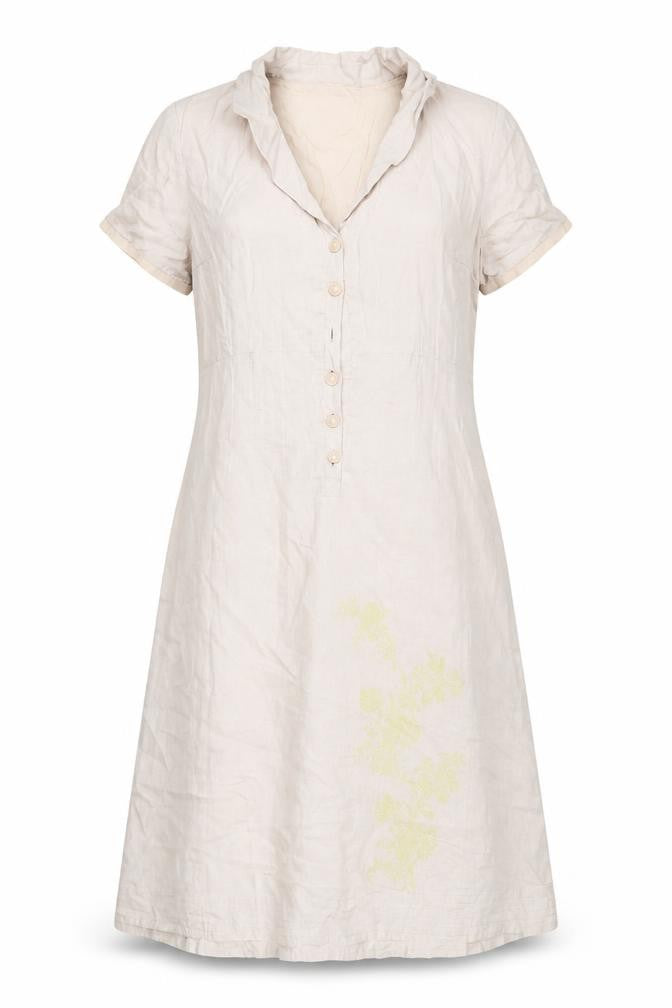 Romance Beige Cotton Women's XL Collared Dress