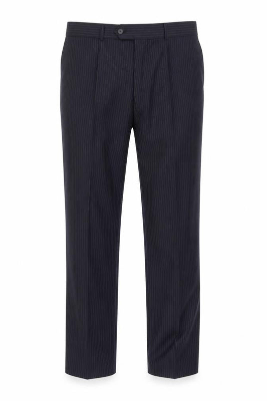 Jaeger Men's Black Striped Wool Trousers, Size 36S