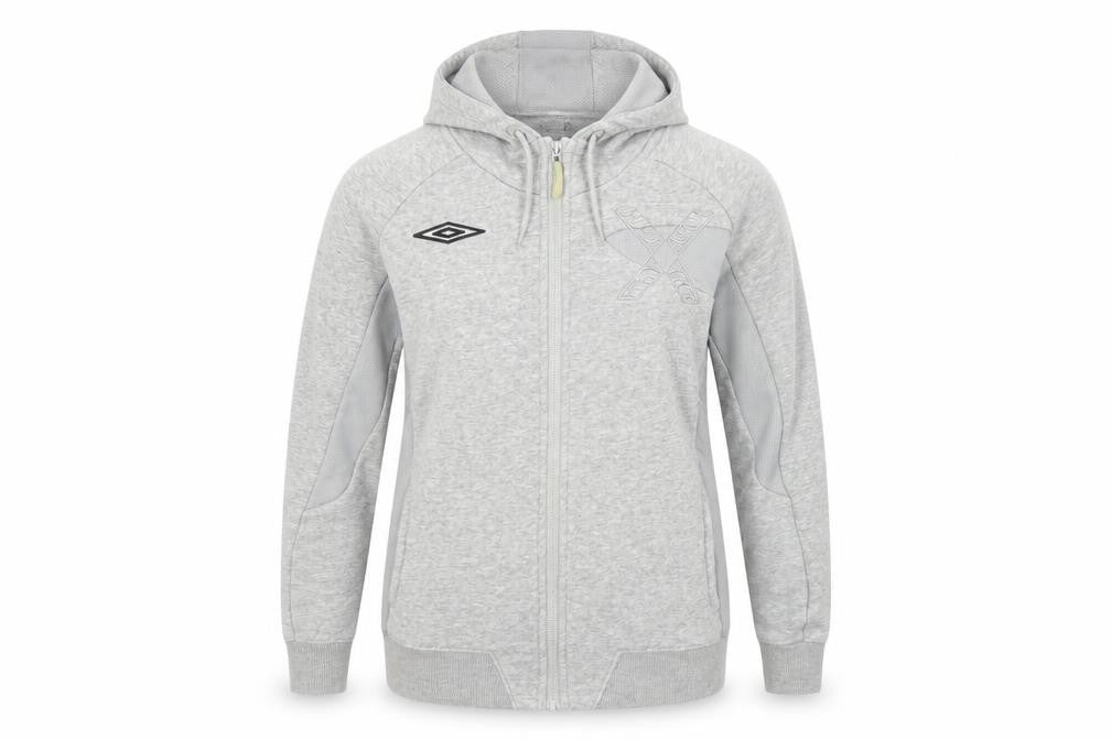Umbro Womens Grey Full Zip Hoodie, , Logo Accent Size 12