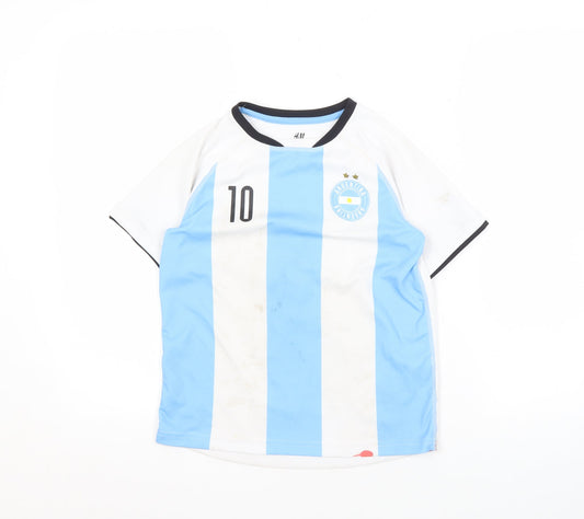 H&M Boys Blue White Football Jersey 9-10 Years