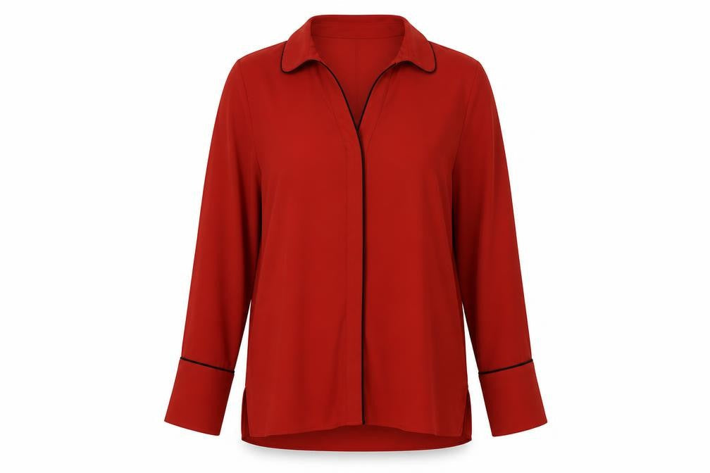 Marks and Spencer Women's Red Collared Blouse Size 14