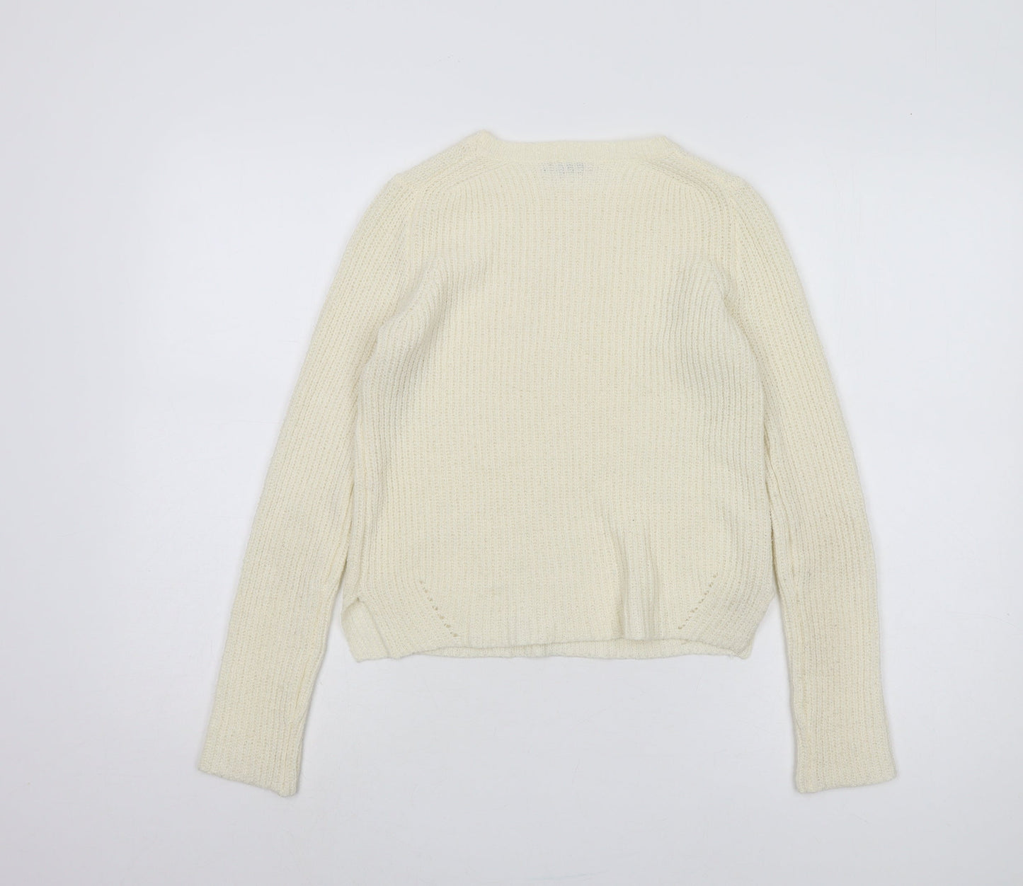 Bershka Women's Ivory Wool Blend Pullover Jumper S
