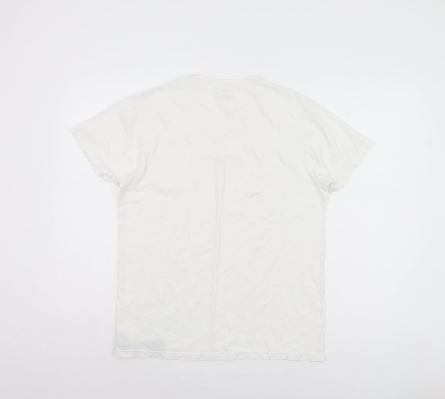 Emporio Armani Men's White L T-Shirt, Logo Accent, Crew Neck