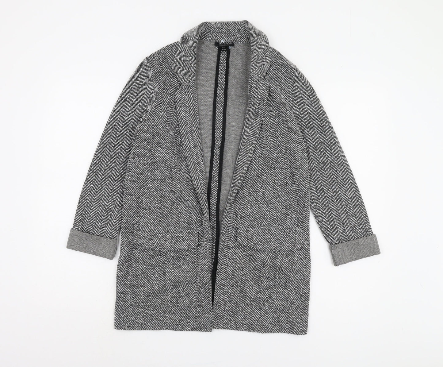 Topshop Grey Herringbone Coatigan, Women's Size 8