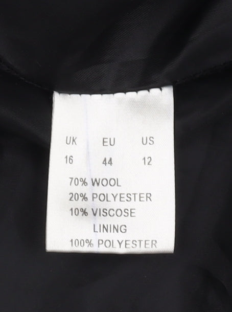 Joe Browns Women's Black Wool Blend Coat Size 16