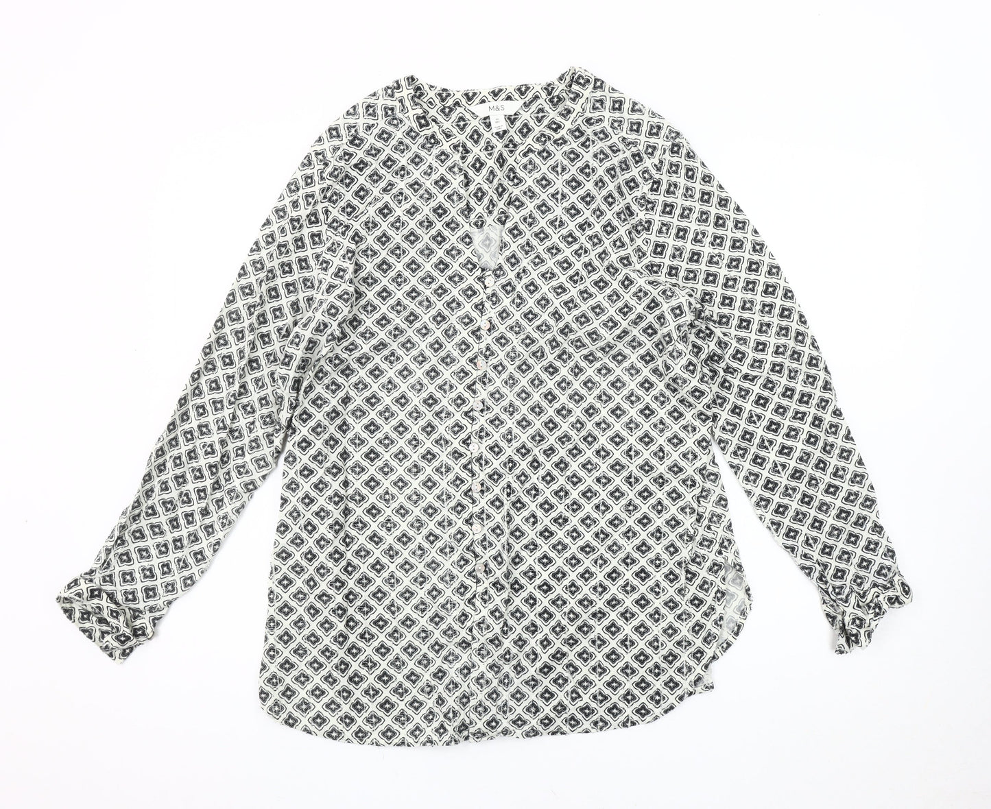 Marks and Spencer Women's Black Geometric Blouse Size 10