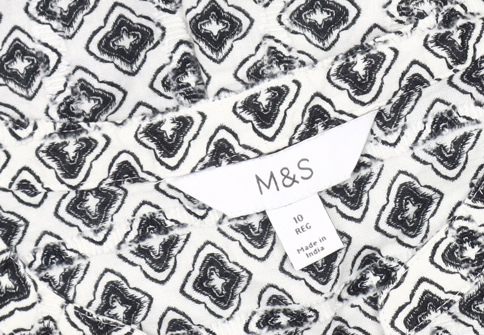 Marks and Spencer Women's Black Geometric Blouse Size 10