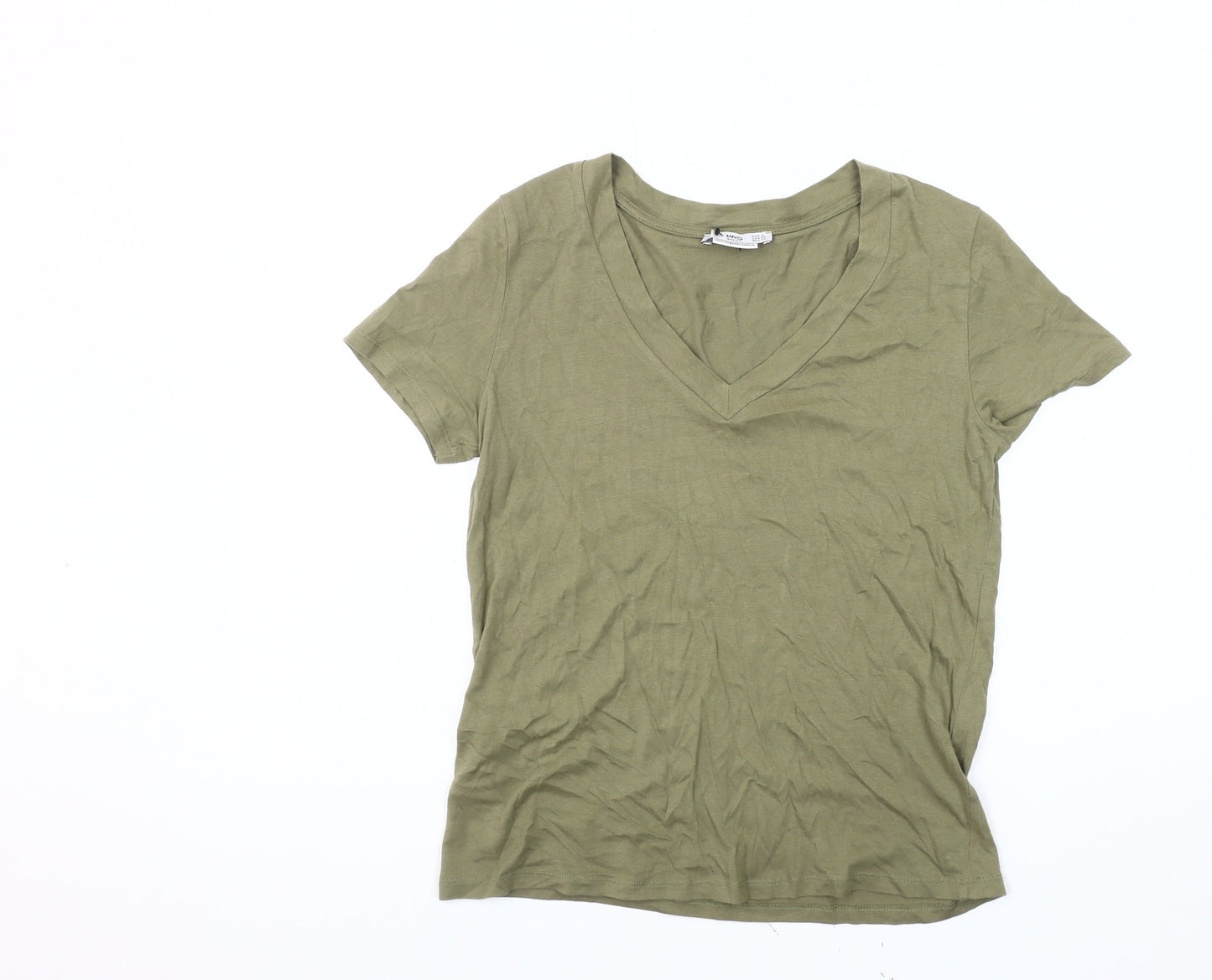 MNG Basics Women's Green V-Neck T-Shirt S